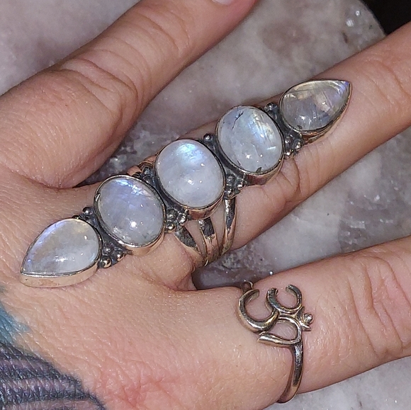 Five Stone Moonstone Ring Size 7